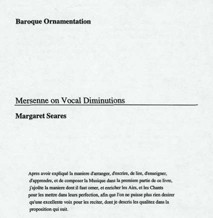 Mersenne on Vocal Diminutions