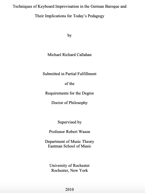 Techniques of Keyboard Improvisation in the German Baroque and Their Implications for Today’s Pedagogy